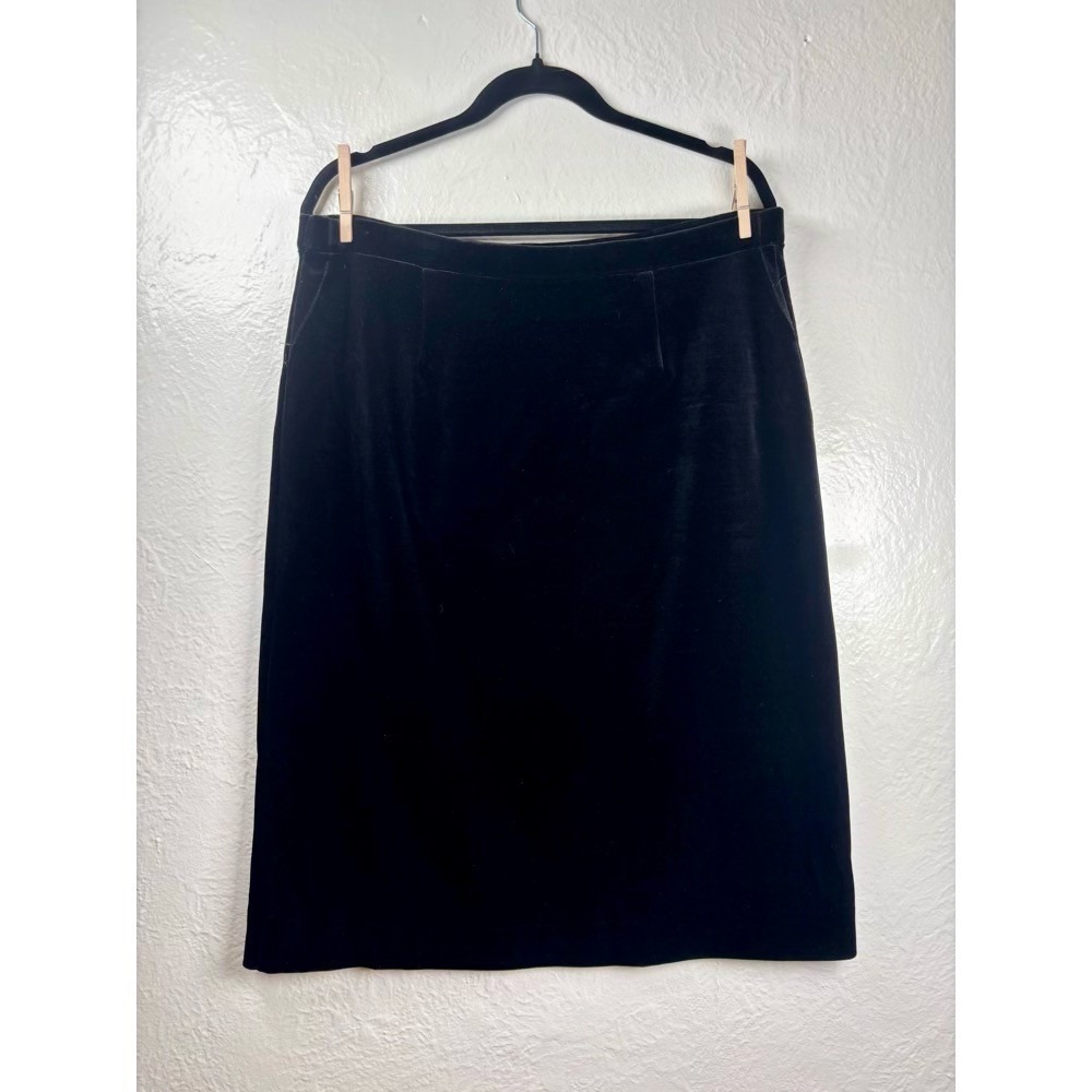 Vintage Act III Black Velvet Pencil Skirt‎ Size 18 ILGWU Made in U.S.A. Pull On